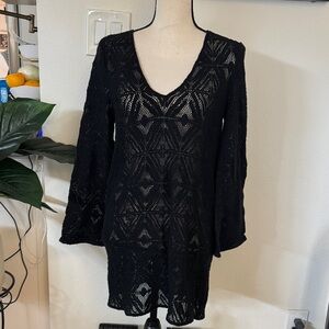 Black Crochet Knit swim cover up